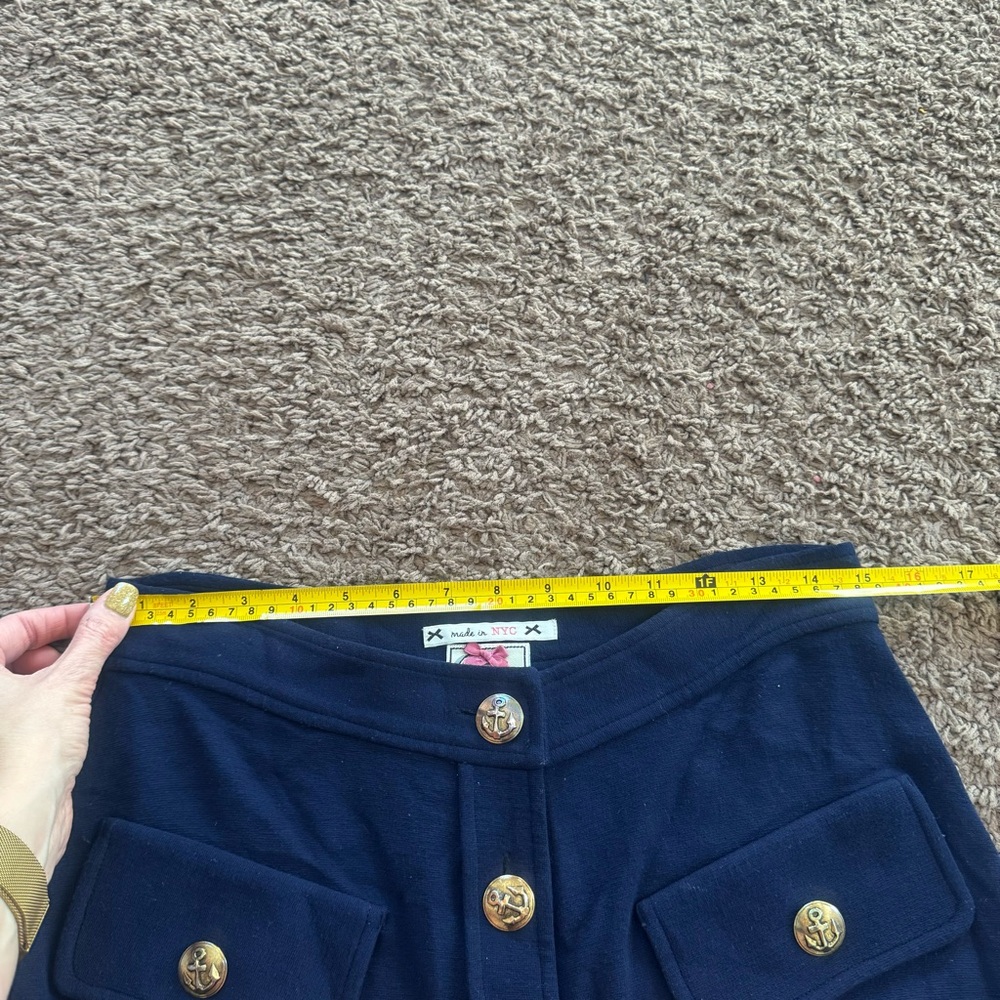 YOANA BARASCHI Navy Blue Knit Midi Skirt Sailor Anchor Gold Buttons Size M - Picture 11 of 14